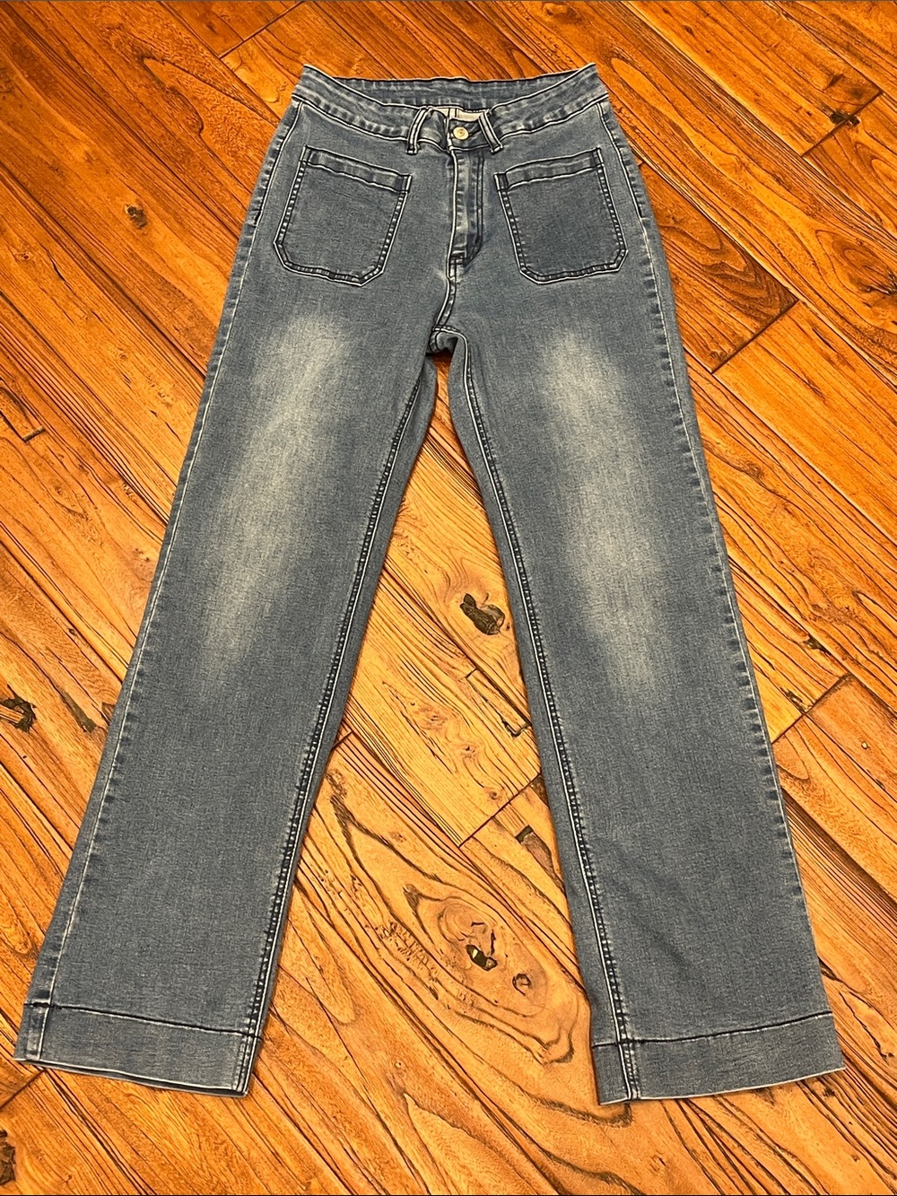 Wide Leg High-rise Jeans with Stretch Sz 4